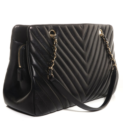 Chanel Lambskin Surpique Chevron Large Tote Black 3 of 9