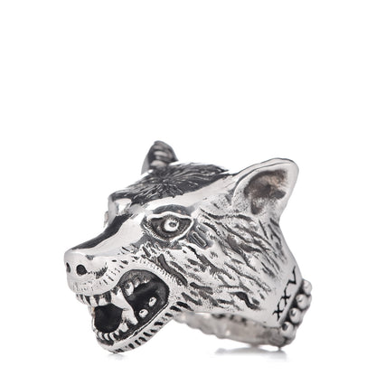Gucci Sterling Silver Anger Forest Wolf Head Ring 54 6.75 1 of 10