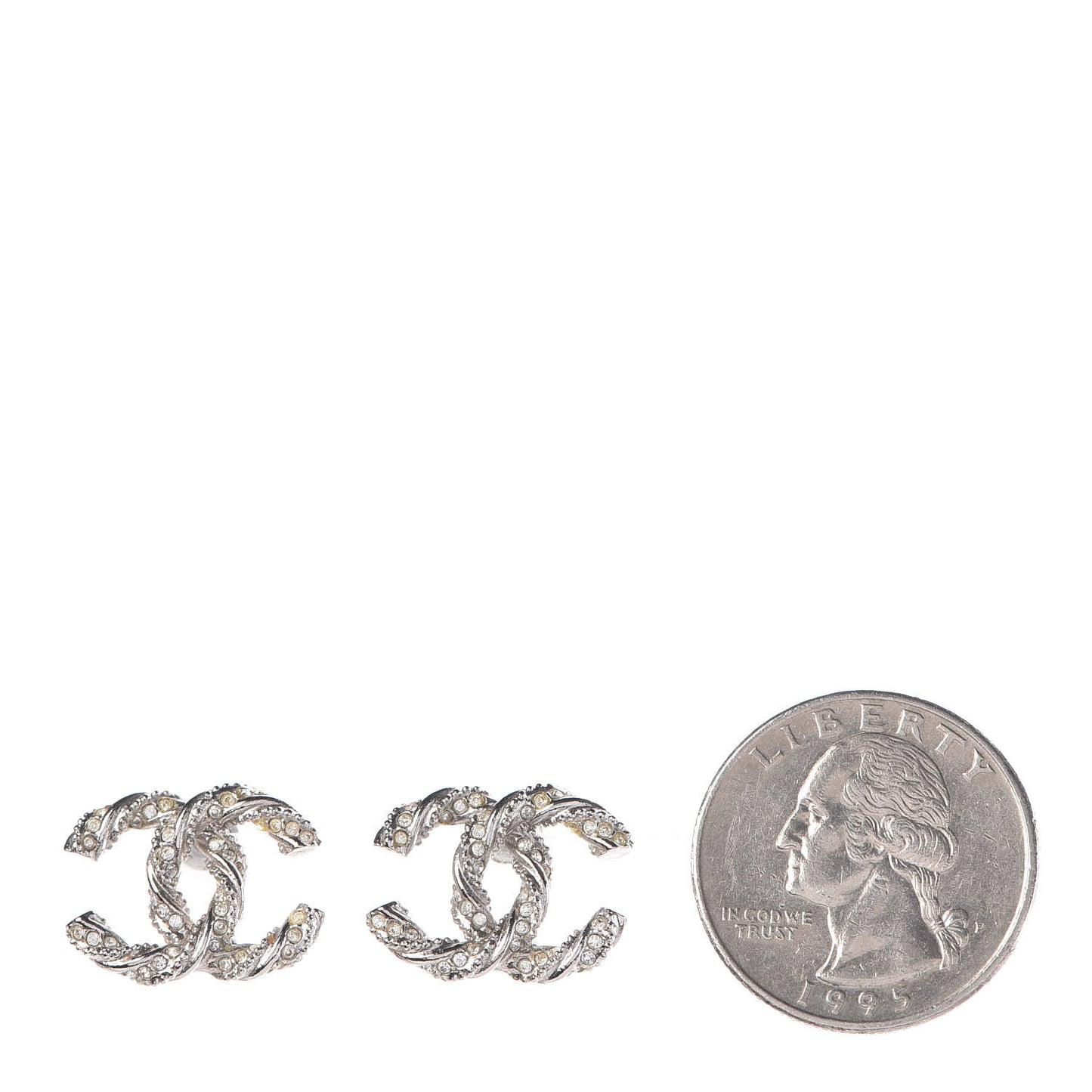Crystal CC Twisted Earrings Silver