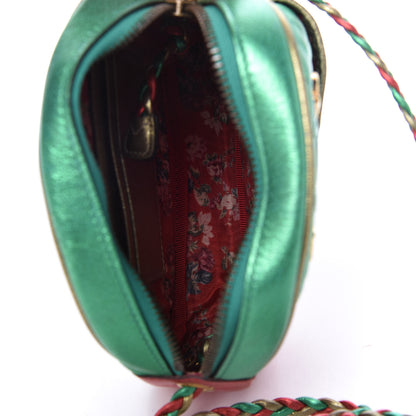 Gucci Laminated Nappa Trapuntata Mini Zumi Dome Shoulder Bag Rosso Jasmine Green Rame 5 of 10