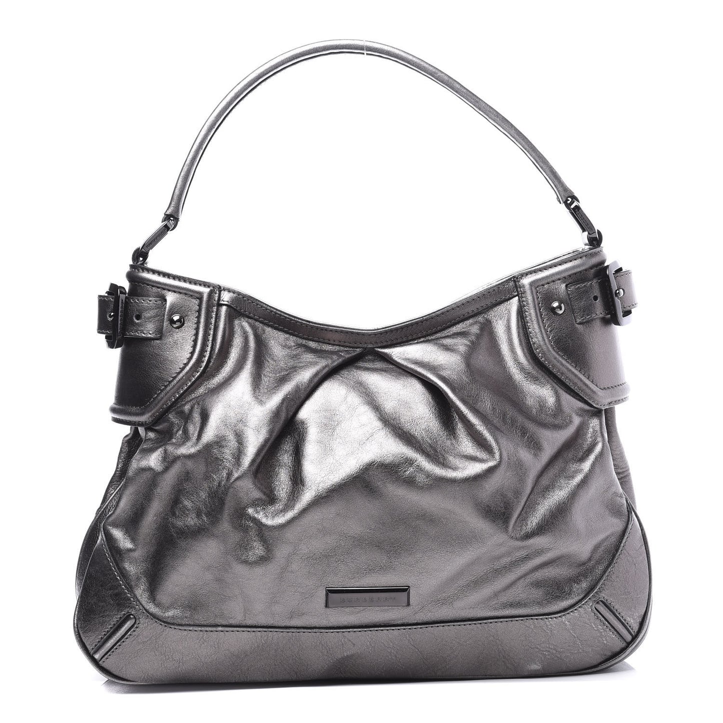 Metallic Calfskin Shoulder Bag Anthracite