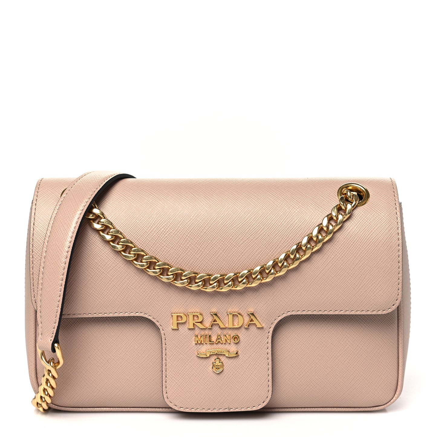 Saffiano Flap Shoulder Bag Cipria