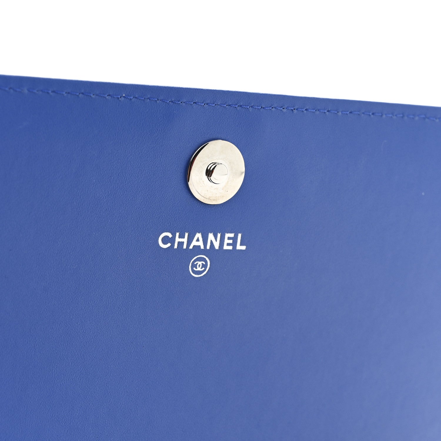 Chanel Patent Calfskin Quilted Boy Wallet on Removable Chain Blue 7 of 16