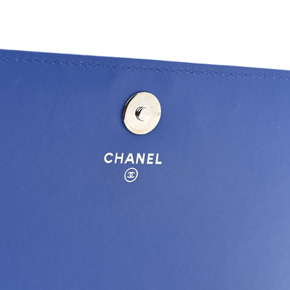 Chanel Patent Calfskin Quilted Boy Wallet on Removable Chain Blue 7 of 16