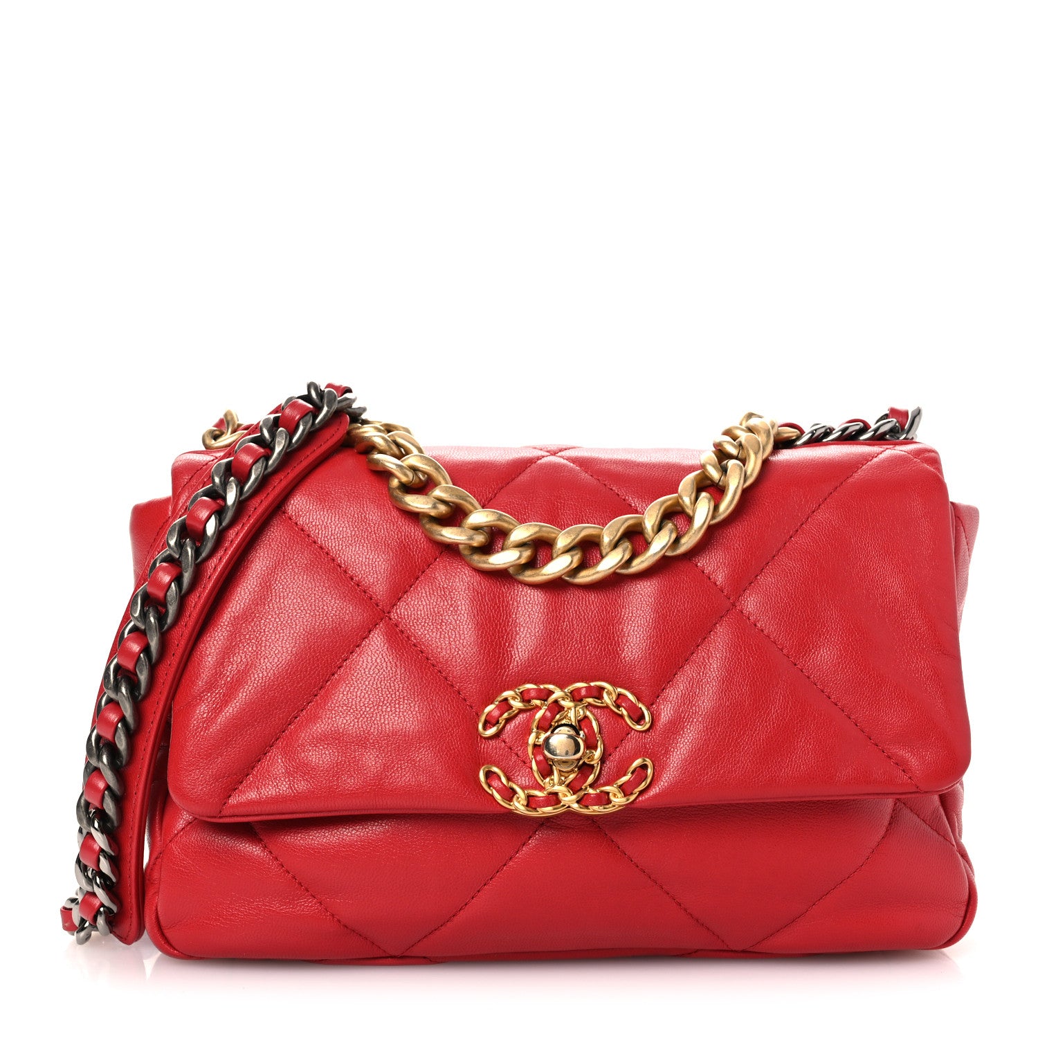 Chanel Lambskin Quilted Medium Chanel 19 Flap Red 1 of 11