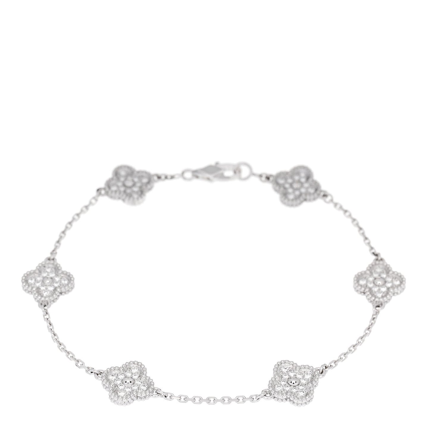 18K White Gold Diamond 6 Motifs Sweet Alhambra Bracelet