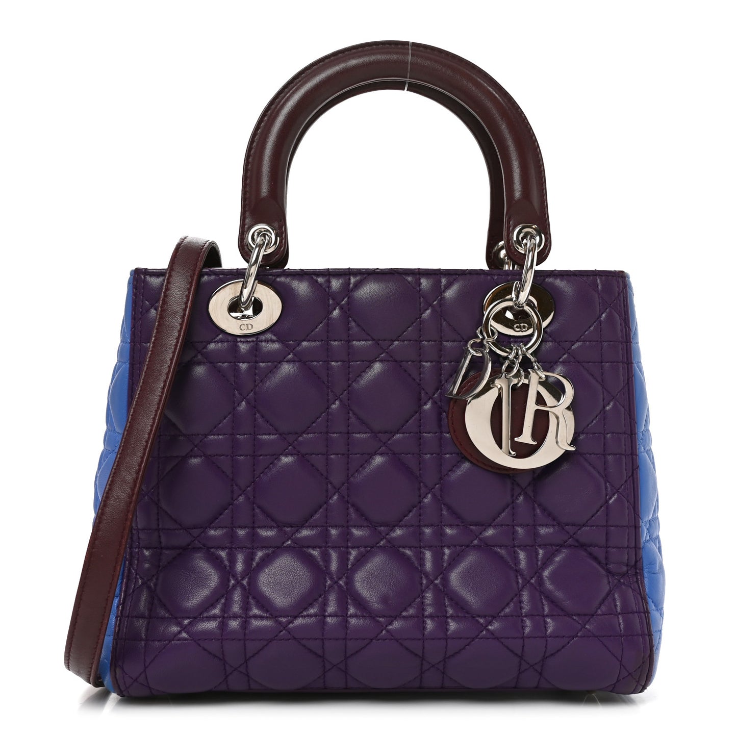 Lambskin Cannage Medium Bi-Color Lady Dior Purple Blue