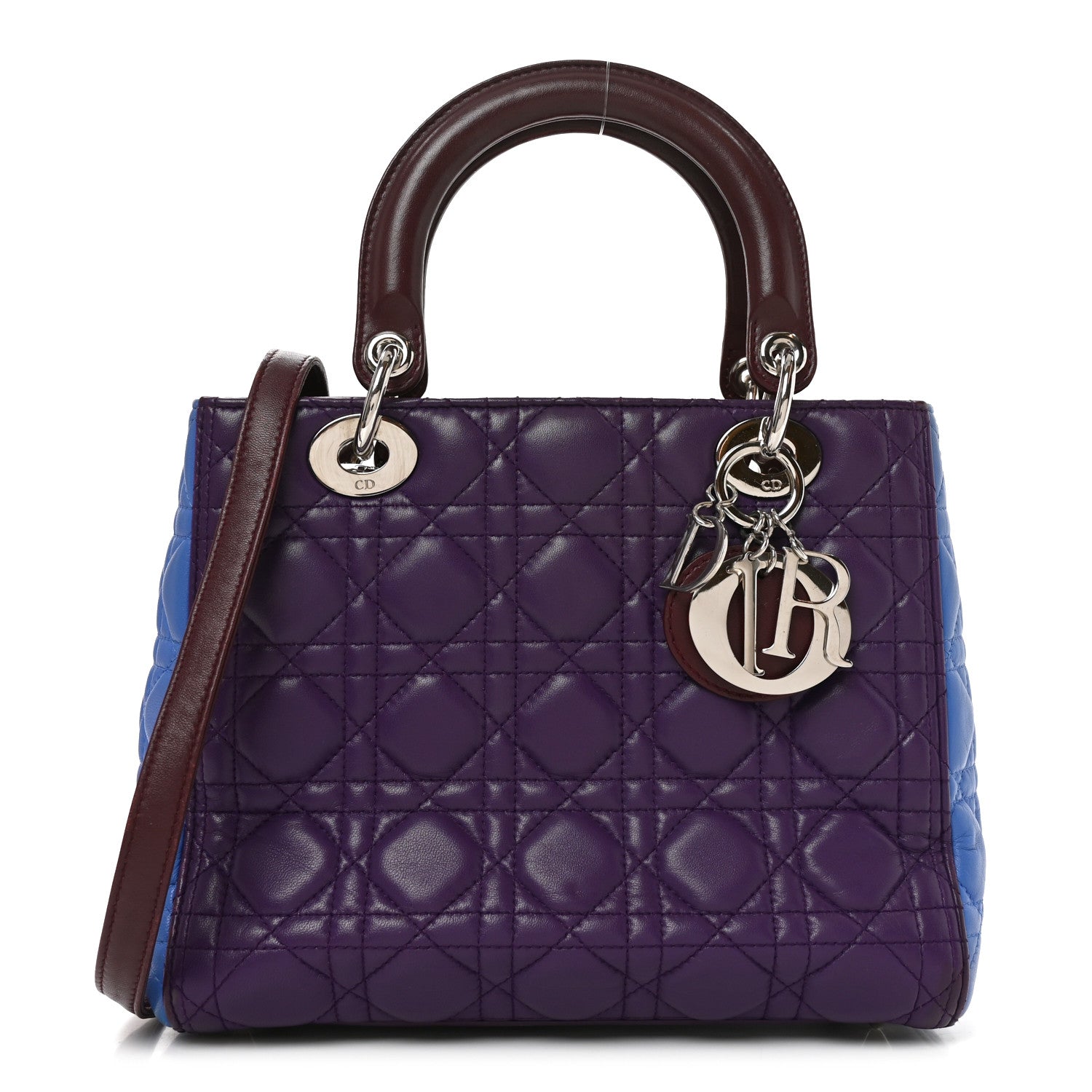Christian Dior Lambskin Cannage Medium Bi-Color Lady Dior Purple Blue 1 of 10