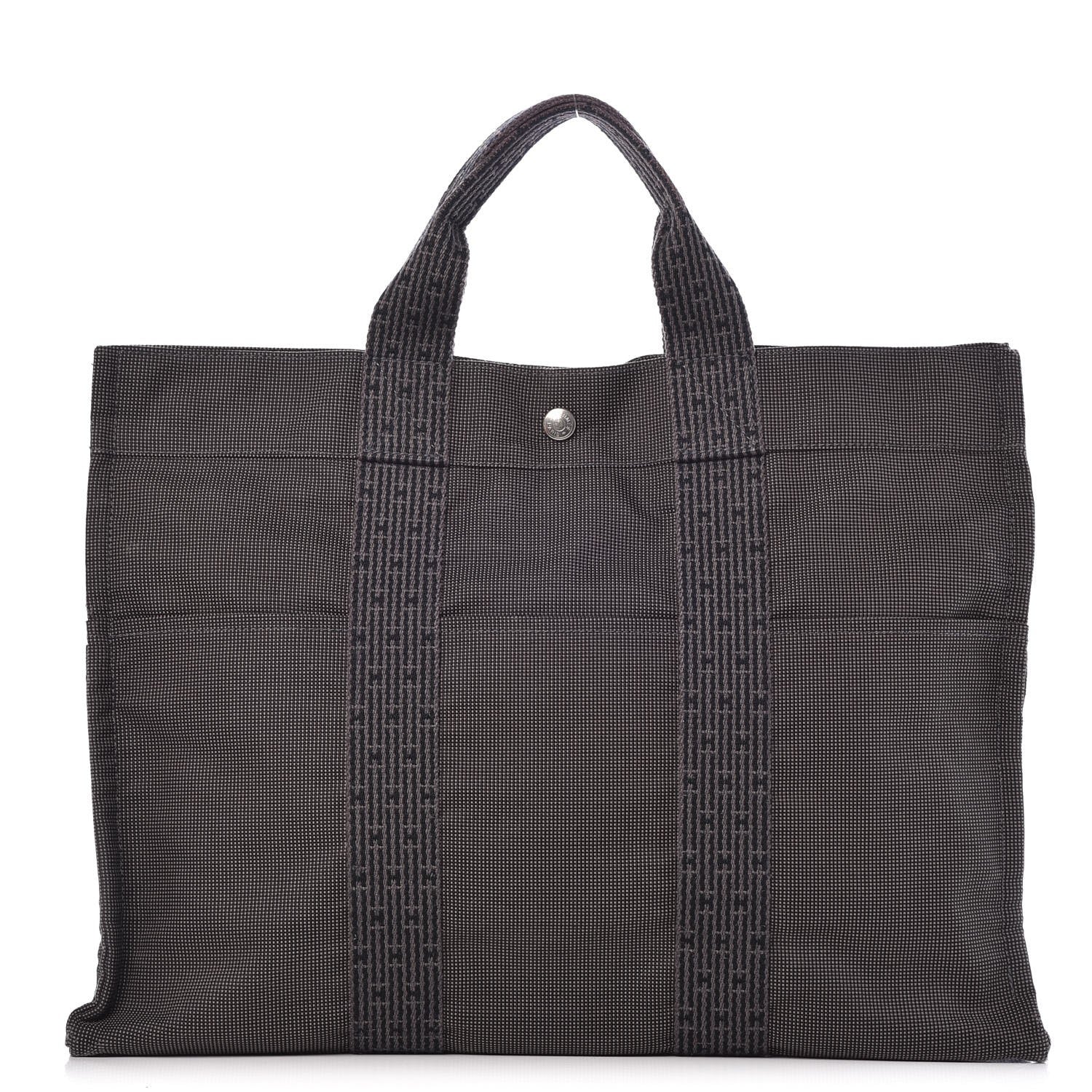 Hermes Canvas Herline MM Tote Grey 1 of 11