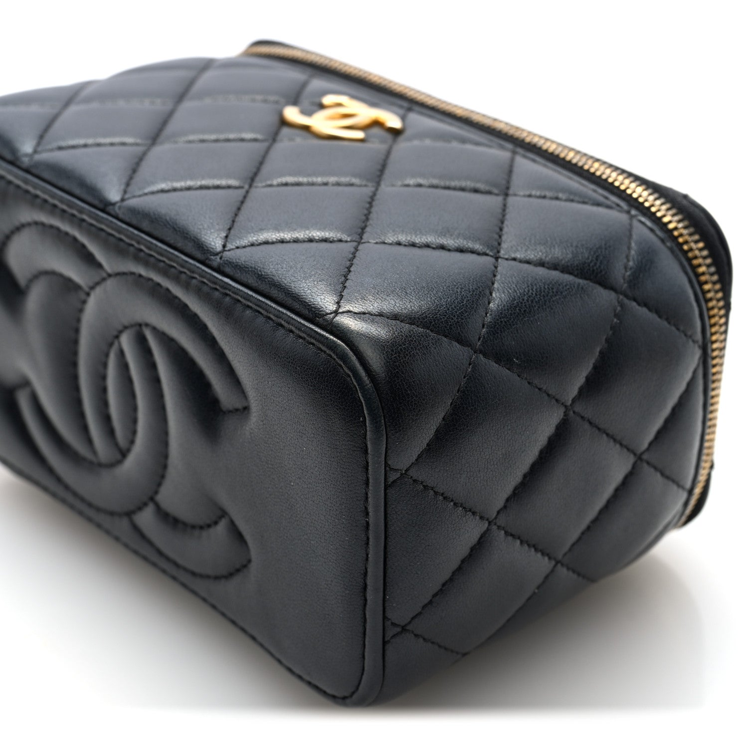 Chanel Lambskin Enamel Pearl Quilted Small Charm Me Vanity Case With Chain Black 10 of 10