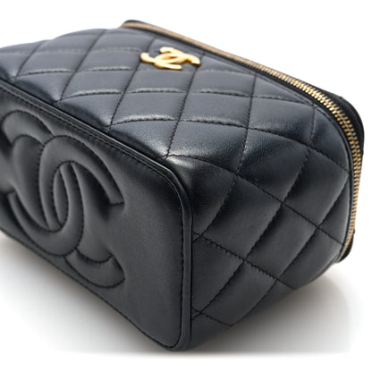 Chanel Lambskin Enamel Pearl Quilted Small Charm Me Vanity Case With Chain Black 10 of 10