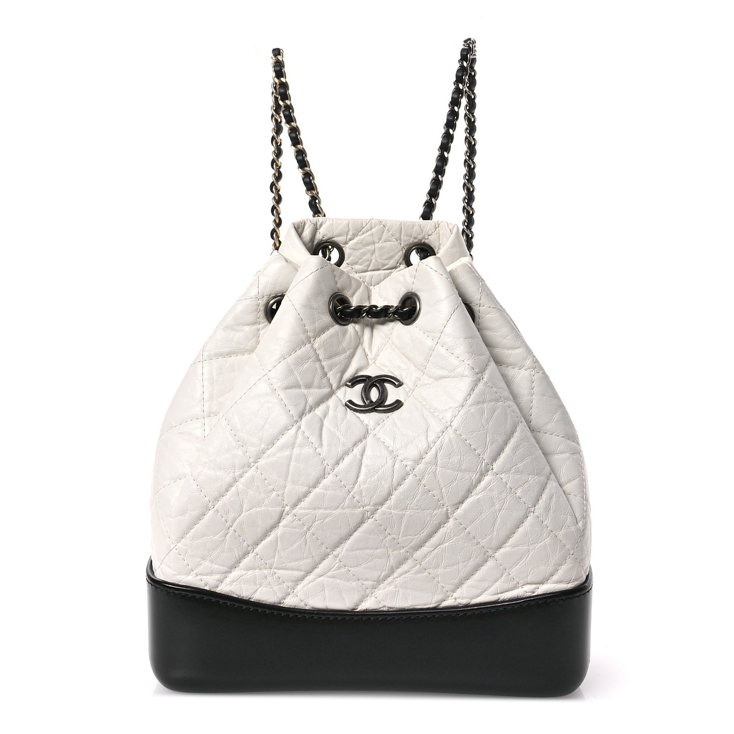 Aged Calfskin Quilted Small Gabrielle Backpack Black White