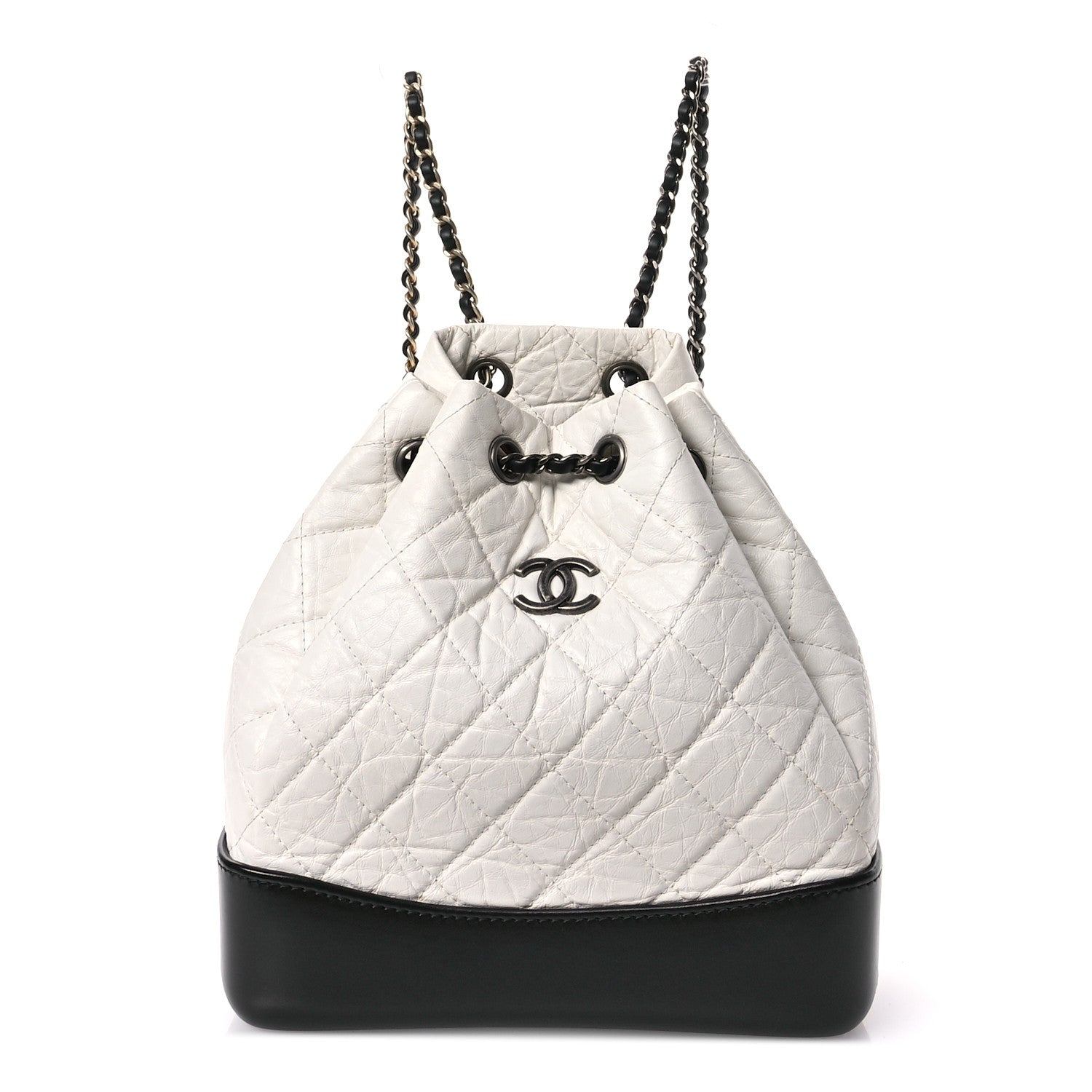 Chanel Aged Calfskin Quilted Small Gabrielle Backpack Black White 1 of 11
