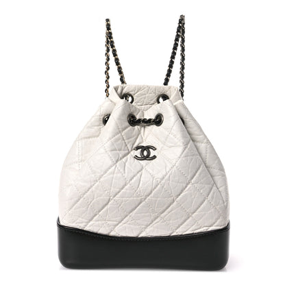 Chanel Aged Calfskin Quilted Small Gabrielle Backpack Black White 1 of 11