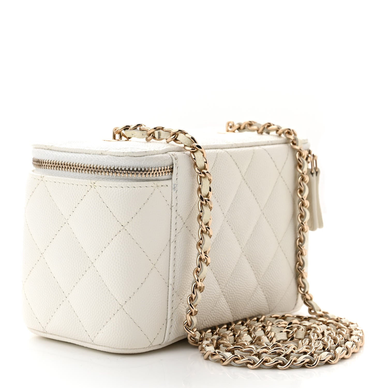 Chanel Caviar Quilted Small Vanity Case With Chain White 3 of 10
