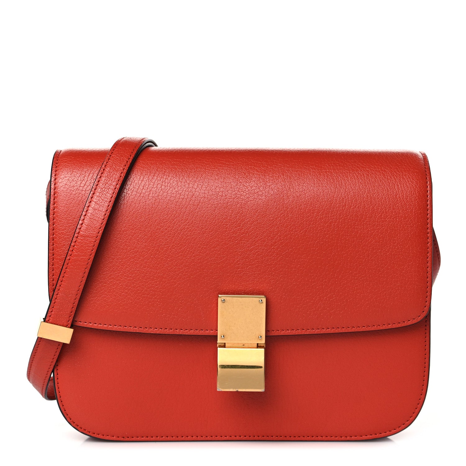 Celine Goatskin Medium Classic Box Flap Bag Cinnamon 1236921