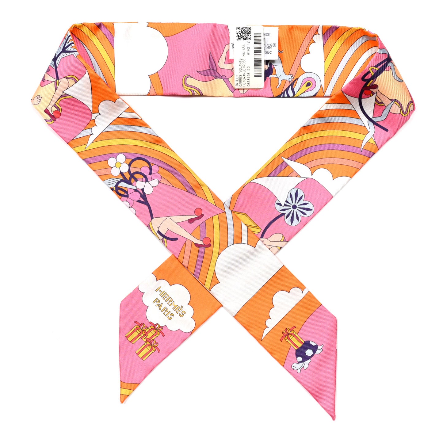 Silk Carres Volants Twilly Orange Rose Malaba