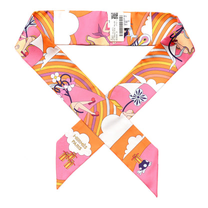 Hermes Silk Carres Volants Twilly Orange Rose Malaba 1 of 5