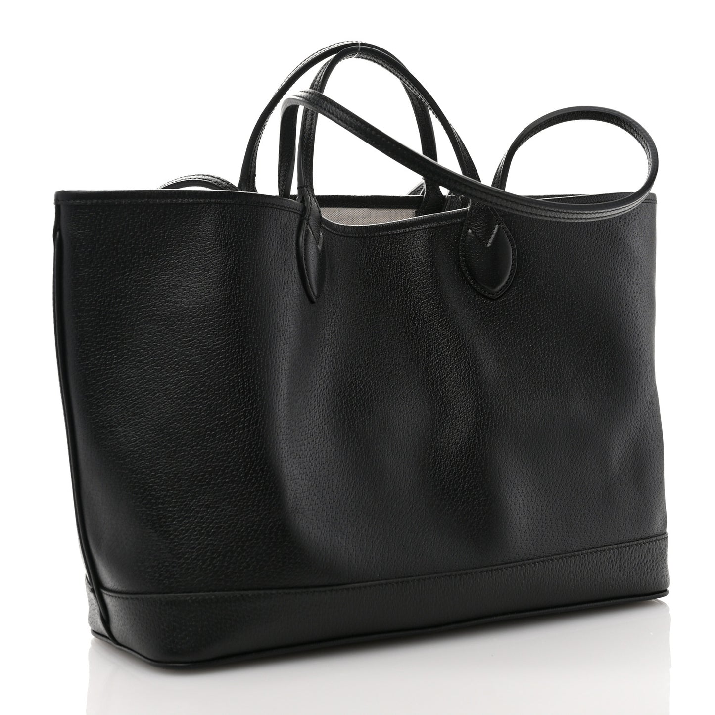 Textured Dollar Calfskin Medium Ophidia Shoulder Tote Bag Black