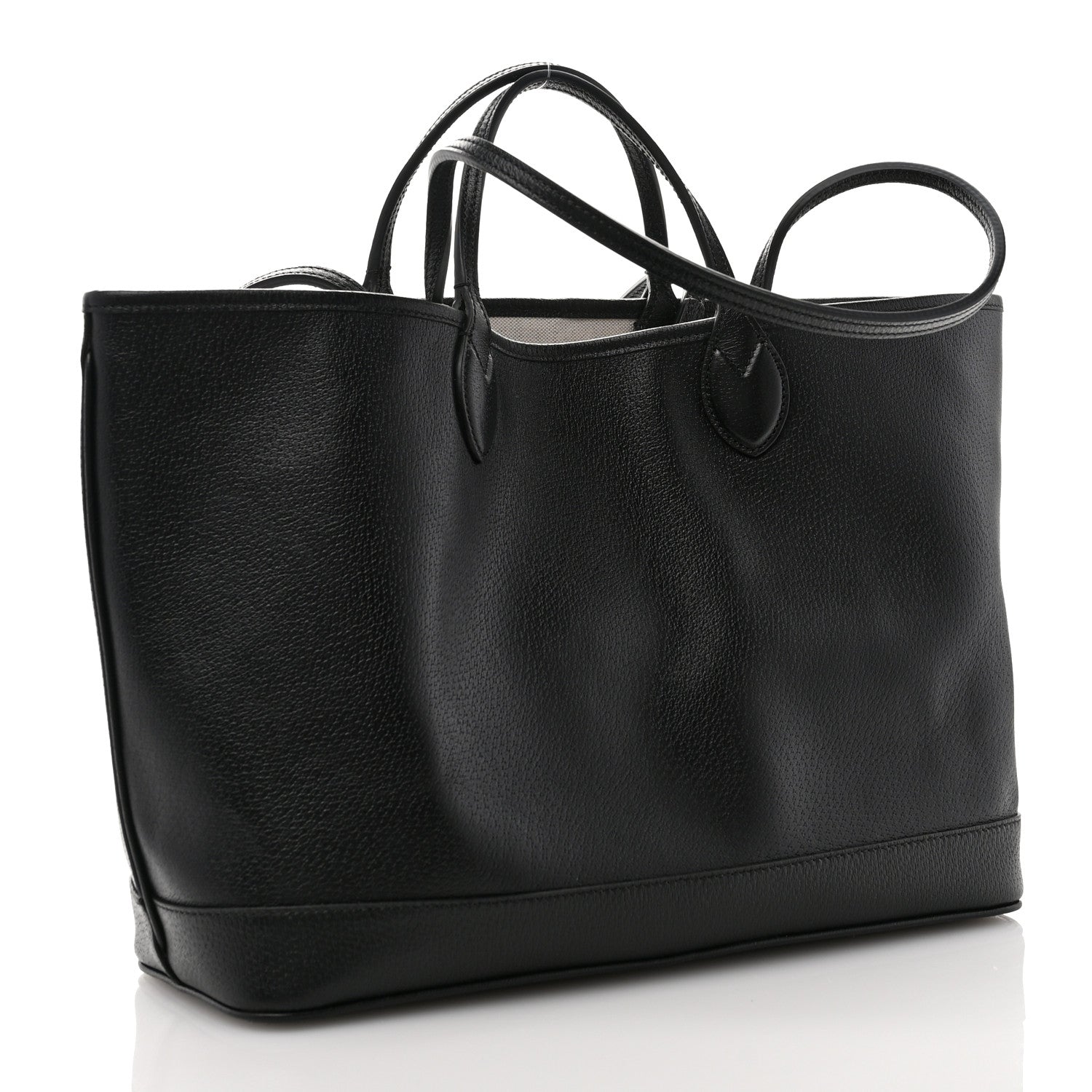 Gucci Textured Dollar Calfskin Medium Ophidia Shoulder Tote Bag Black 3 of 11