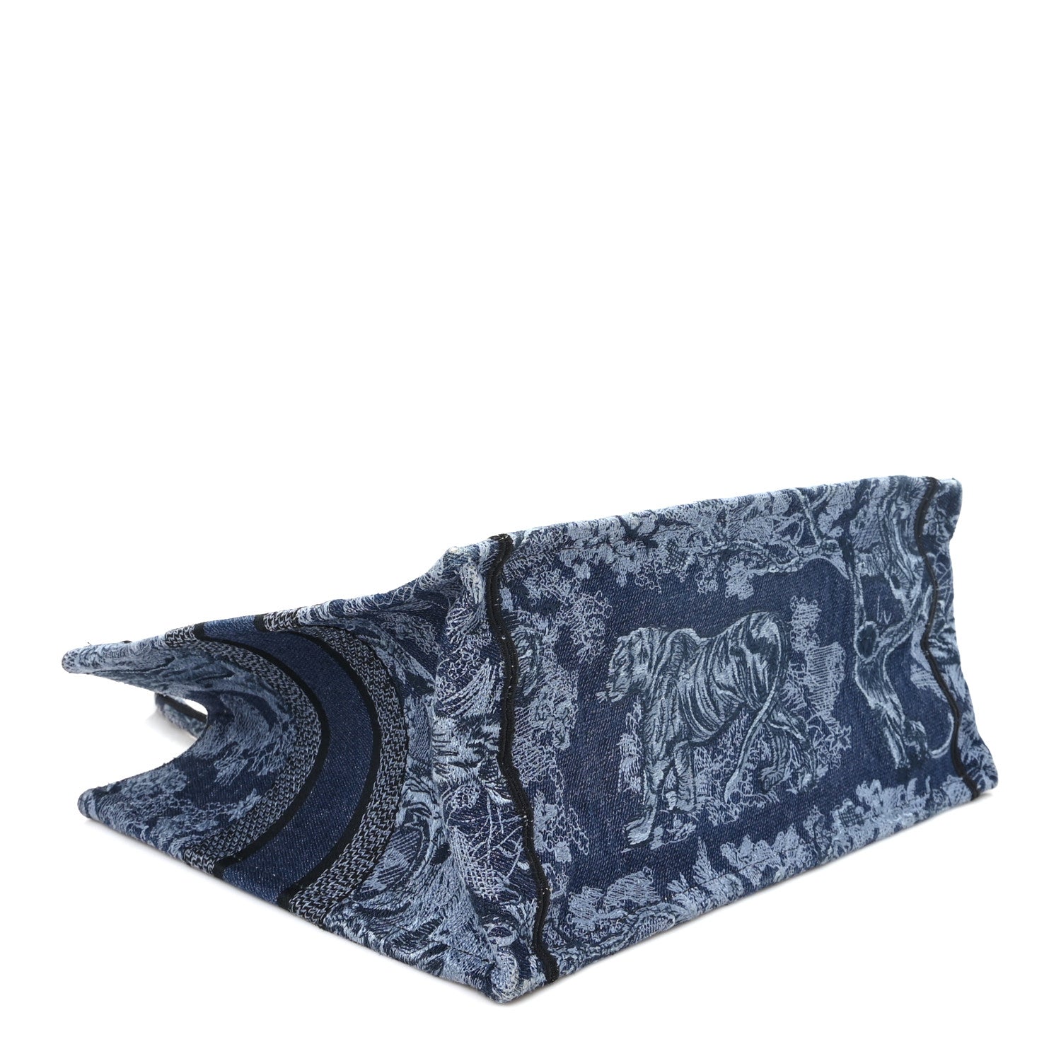 Christian Dior Canvas Embroidered Medium Dioriviera Toile De Jouy Book Tote Blue Black 4 of 12