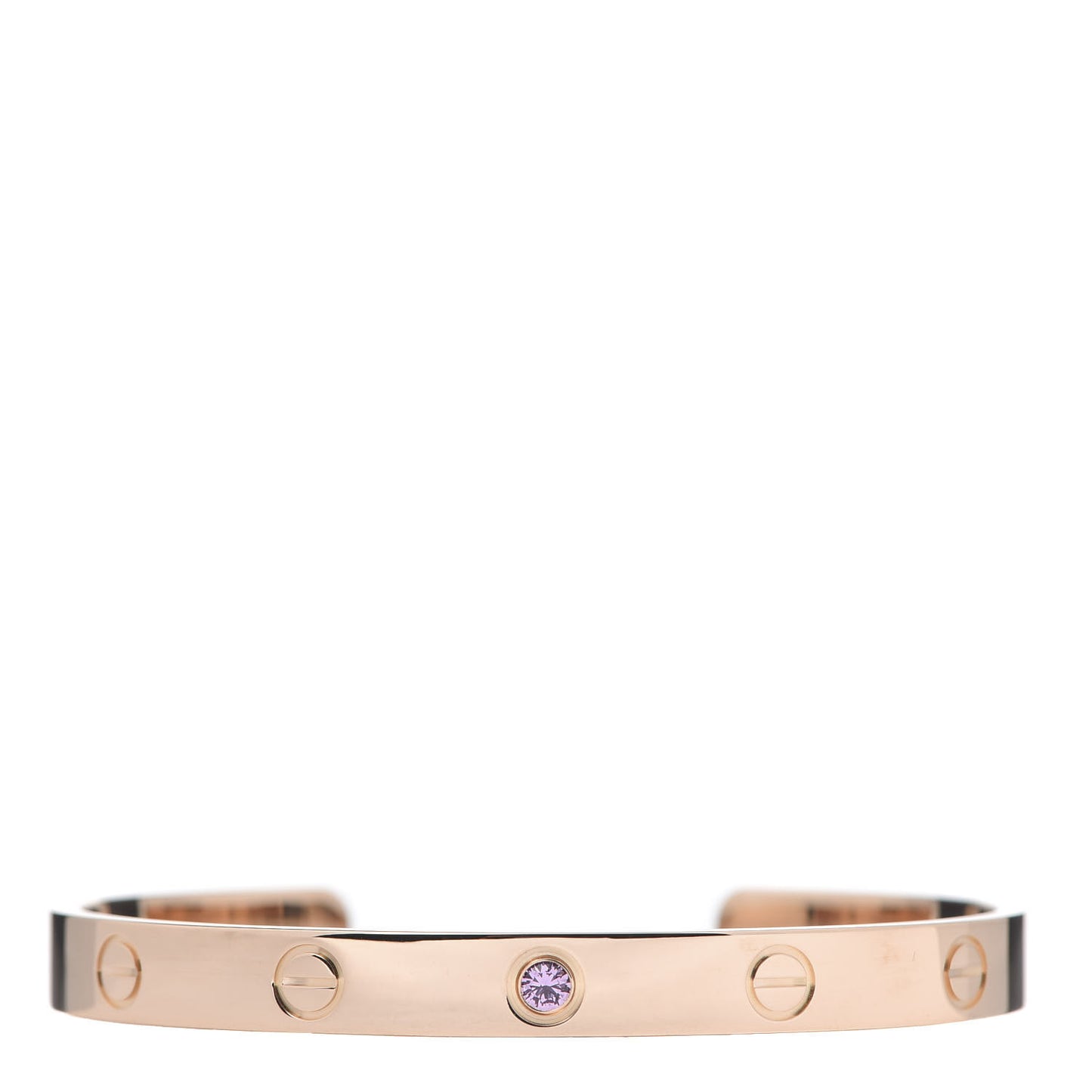 18K Pink Gold Pink Sapphire LOVE Cuff Bracelet 17