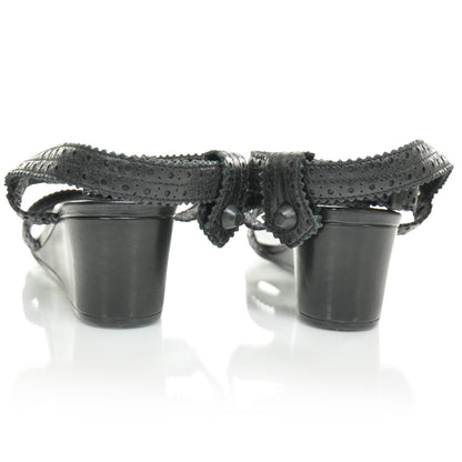 Balenciaga Agneau Brogues Wedge Sandals 39.5 Anthracite 3 of 6