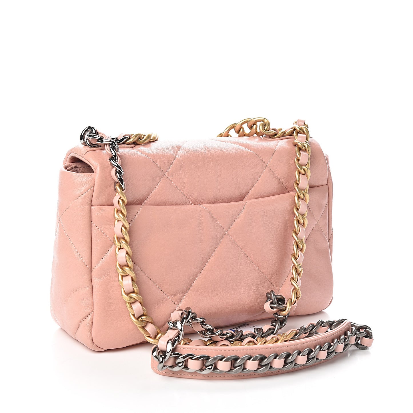 Goatskin Quilted Medium 19 Flap Light Pink