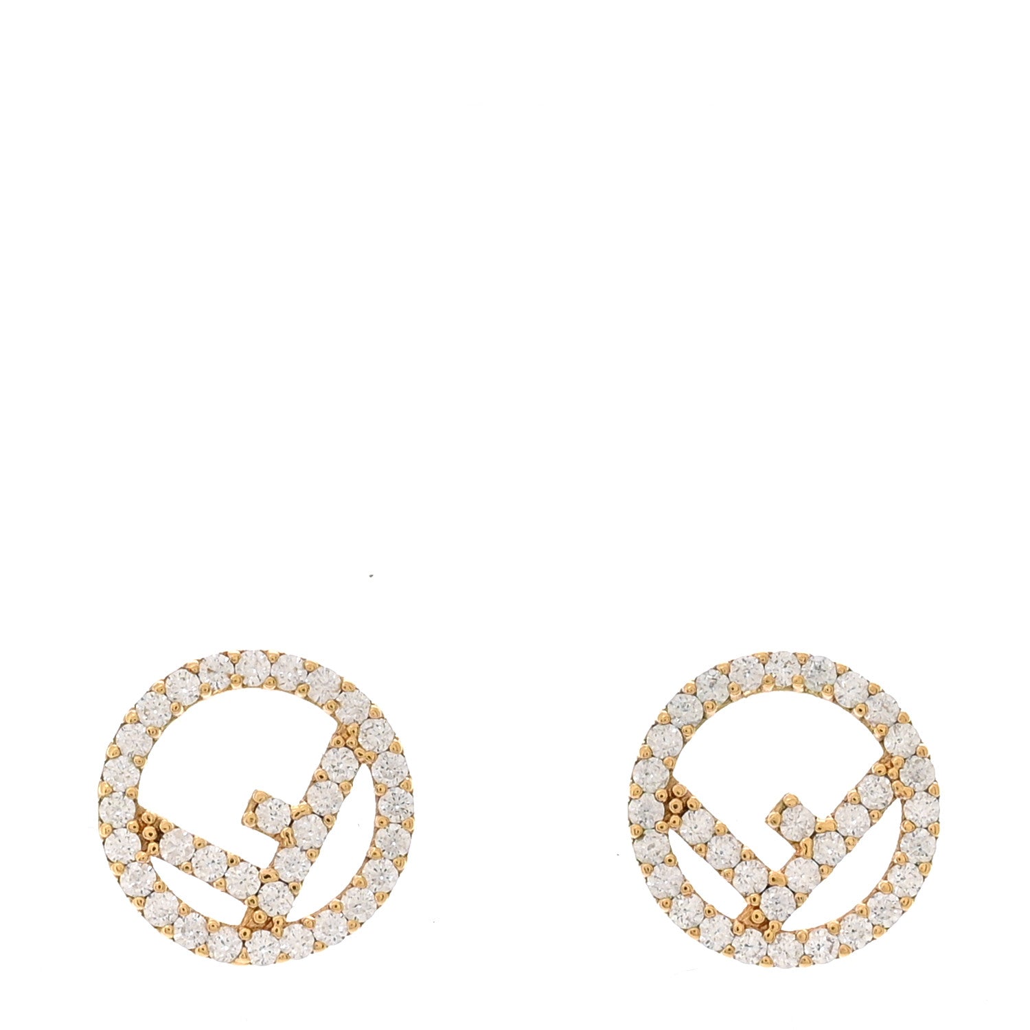 Fendi FF Crystal Round Earrings Gold 1 of 5