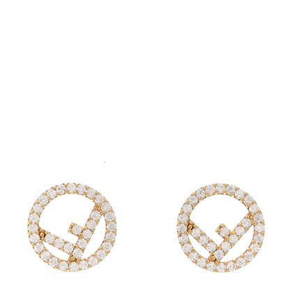 Fendi FF Crystal Round Earrings Gold 1 of 5