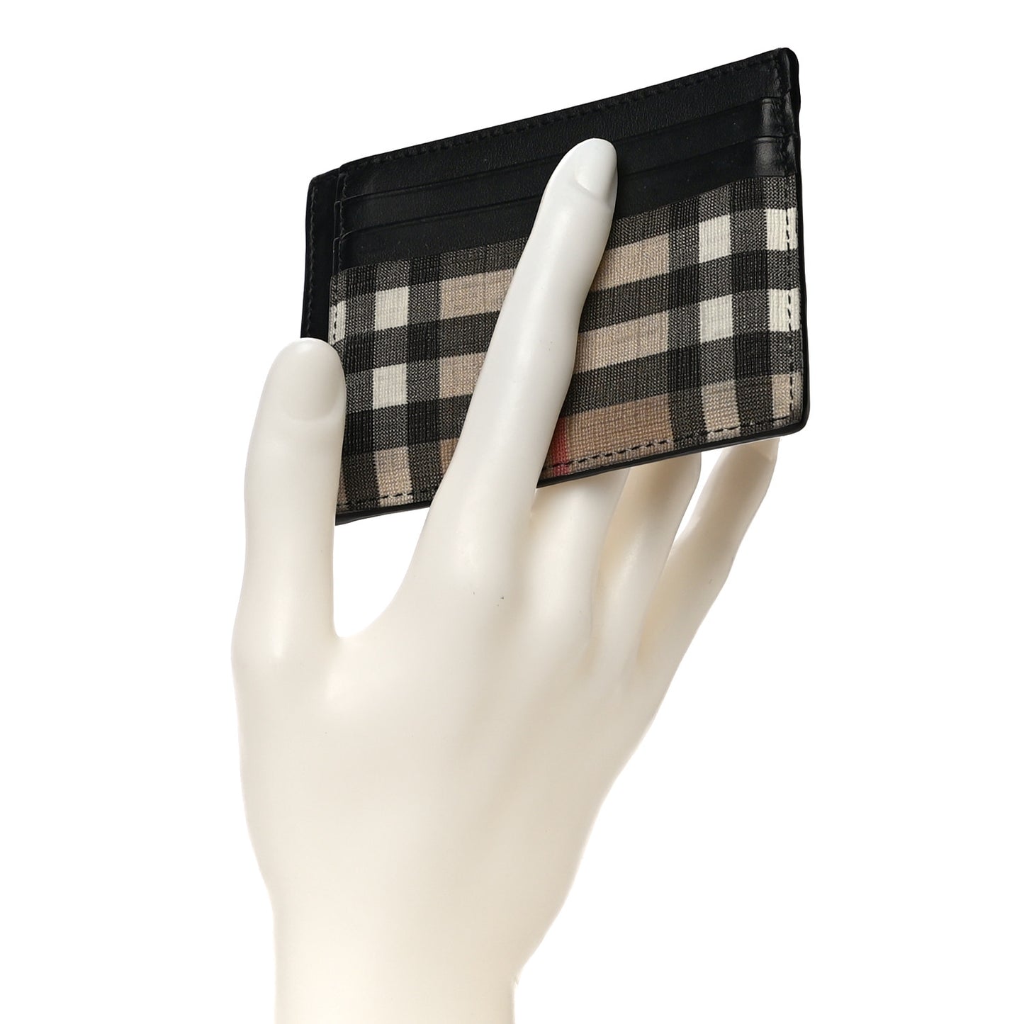 House Check Money Clip Card Case Black