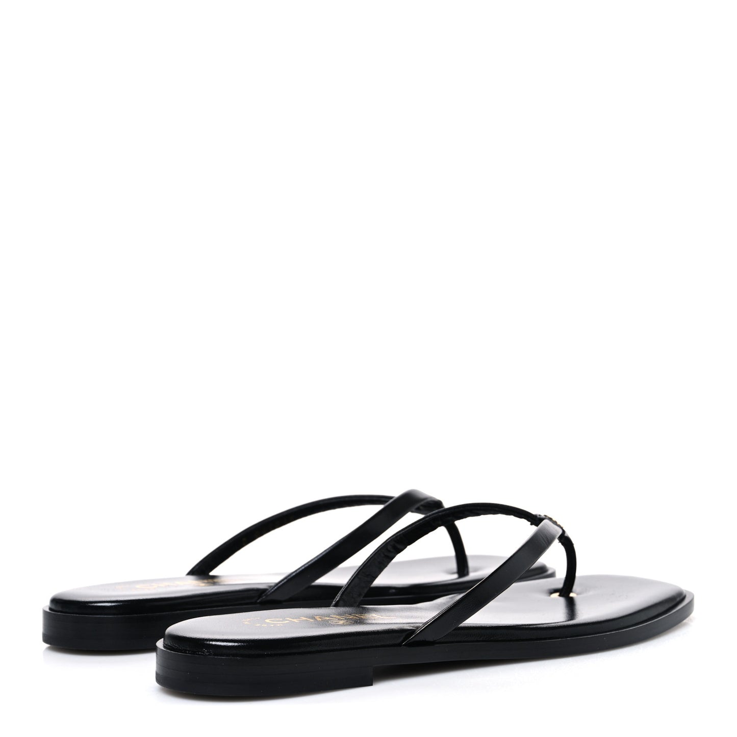 Goatskin CC Times Square Thong Sandals 39 Black
