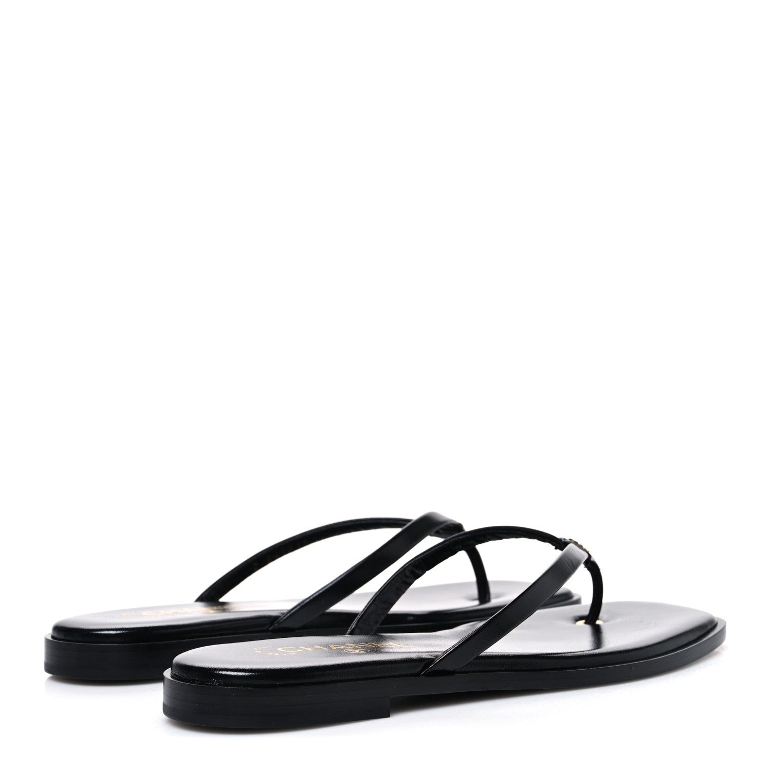 Chanel Goatskin CC Times Square Thong Sandals 39 Black 5 of 11