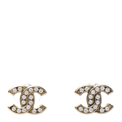 Chanel Crystal CC Earrings Gold 1 of 6