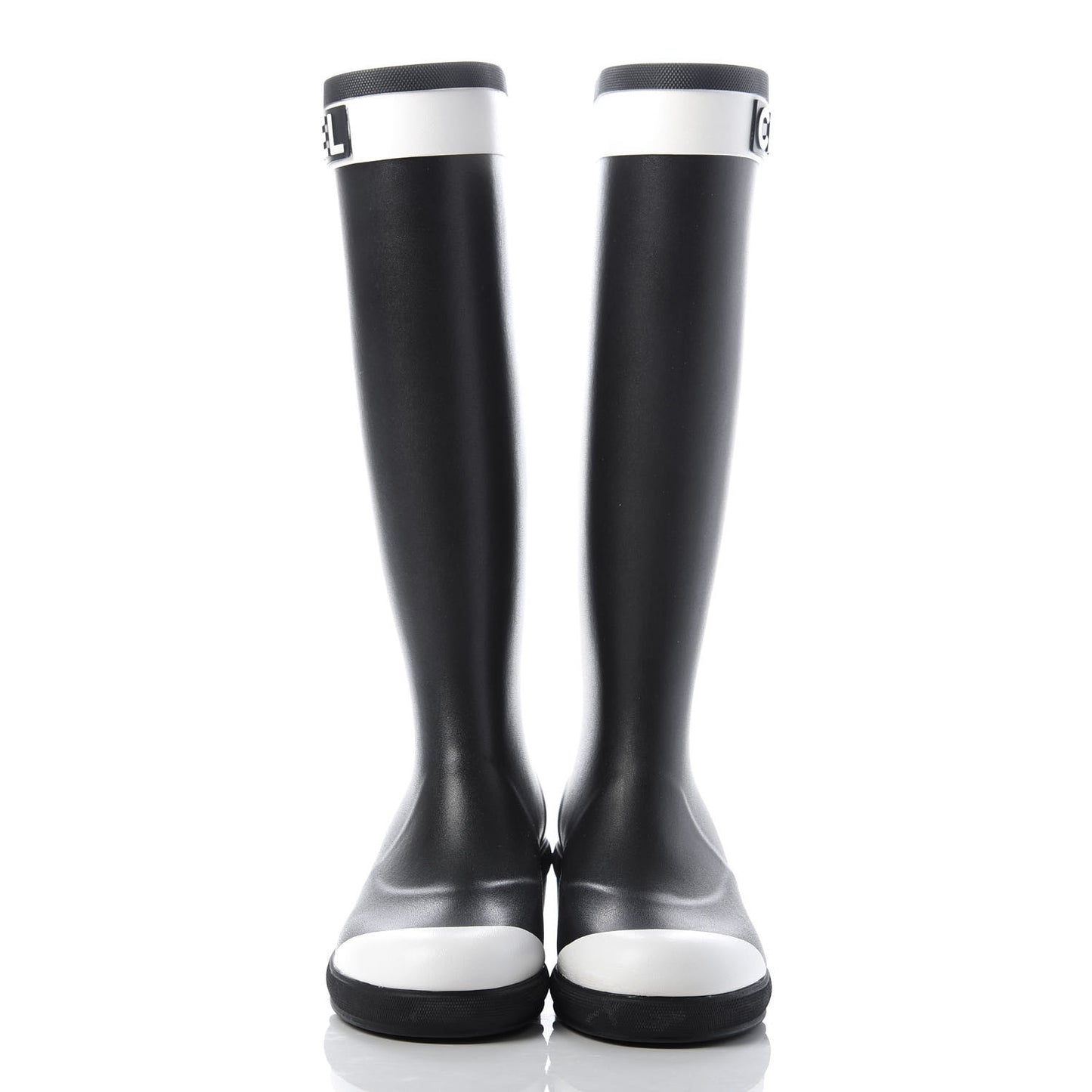 Rubber Logo Rain Boots 36 Black White