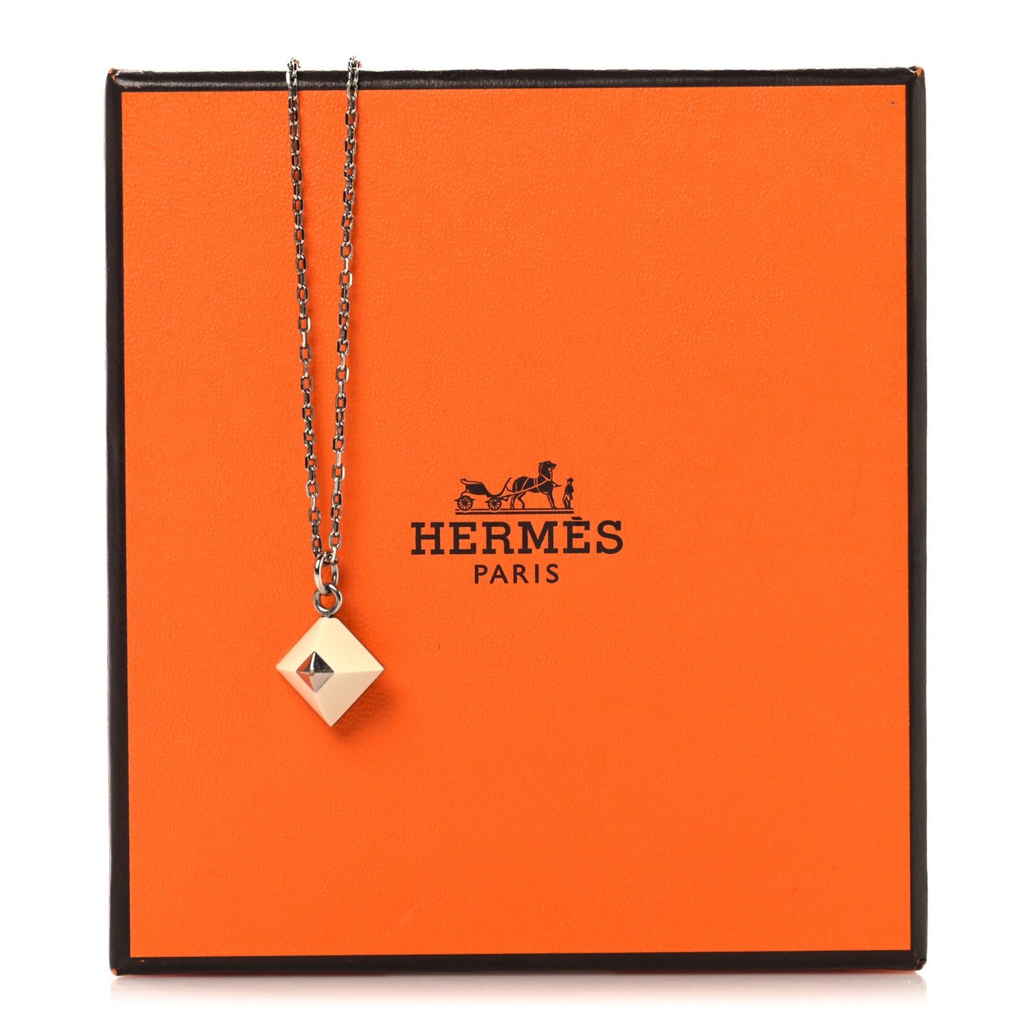 Palladium Plated Medor Folk Pendant Necklace White