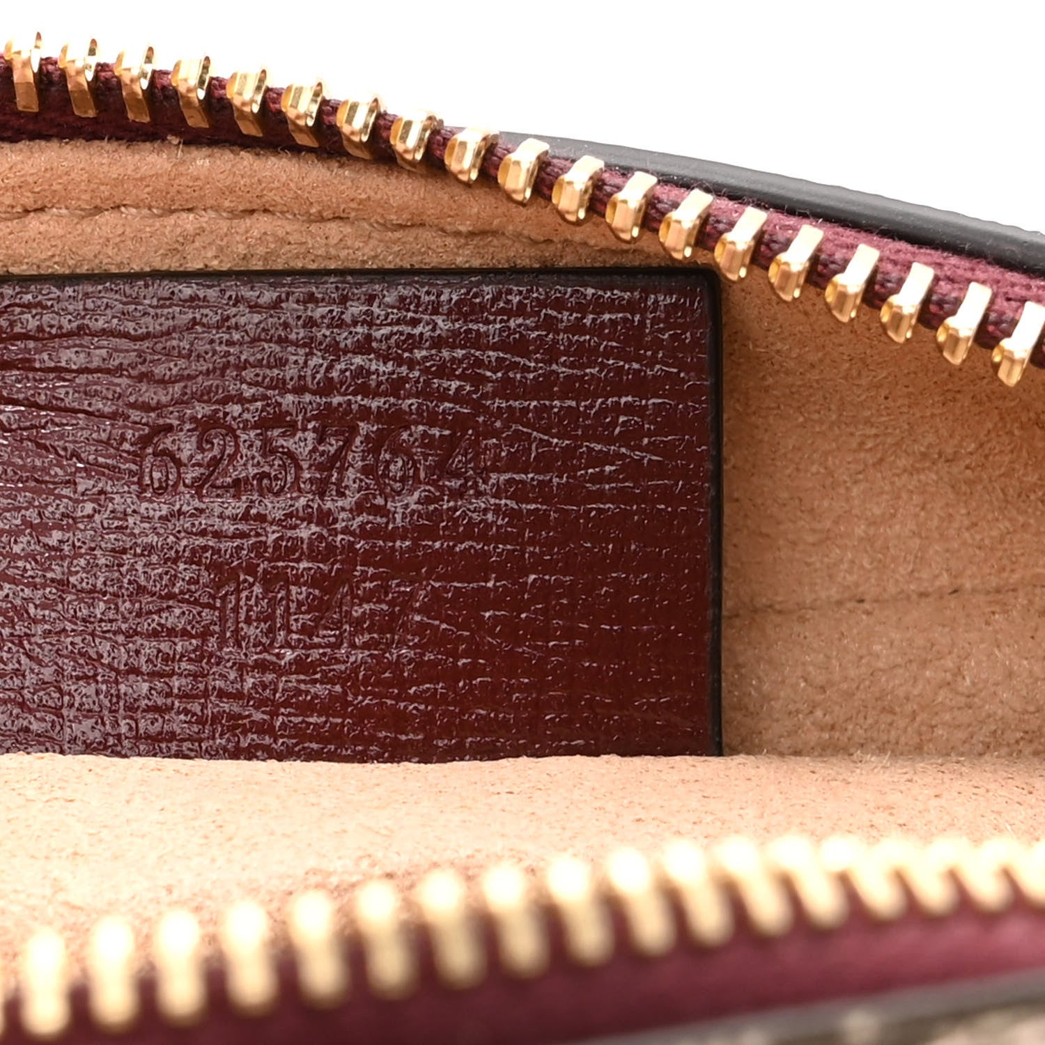 Gucci GG Supreme Monogram Textured Calfskin Retro Interlocking G Travel Pouch Beige Ebony Burgundy 6 of 7