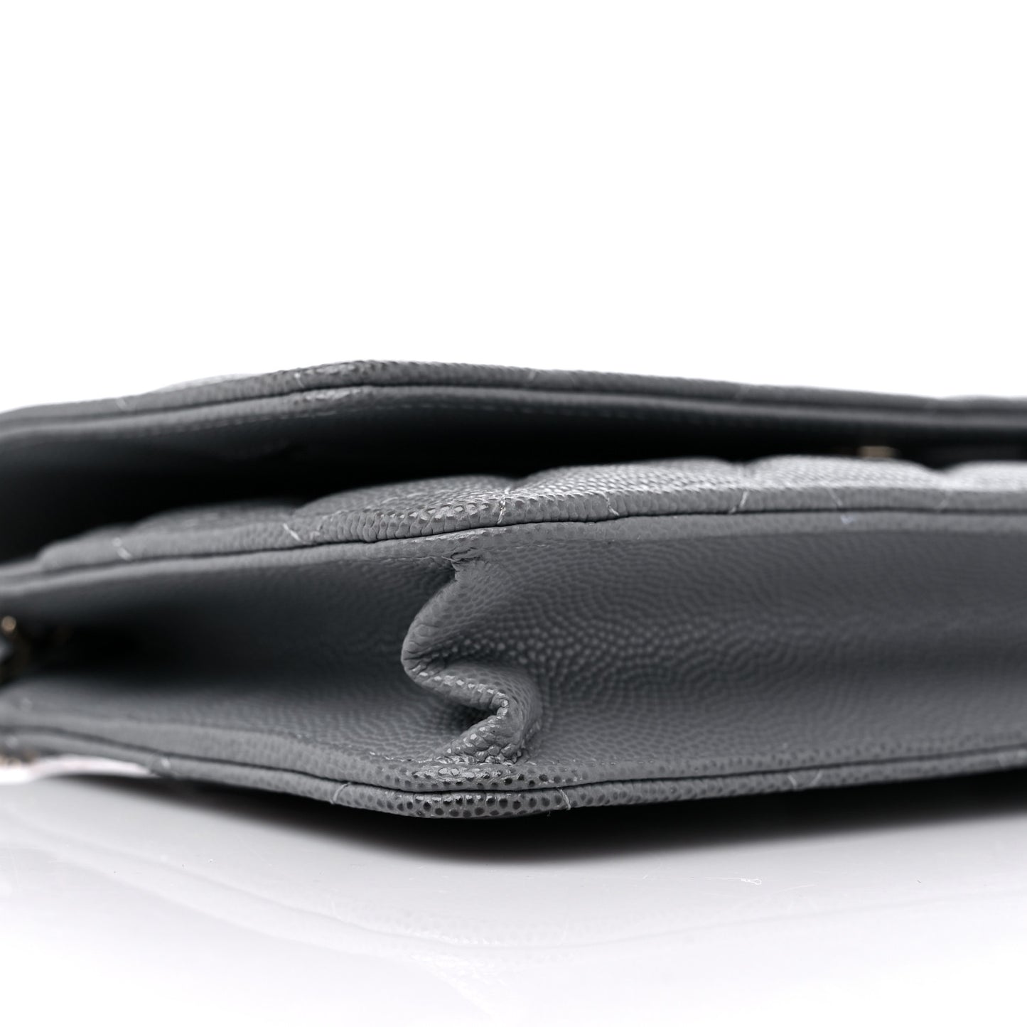 Caviar Quilted Wallet On Chain WOC Grey