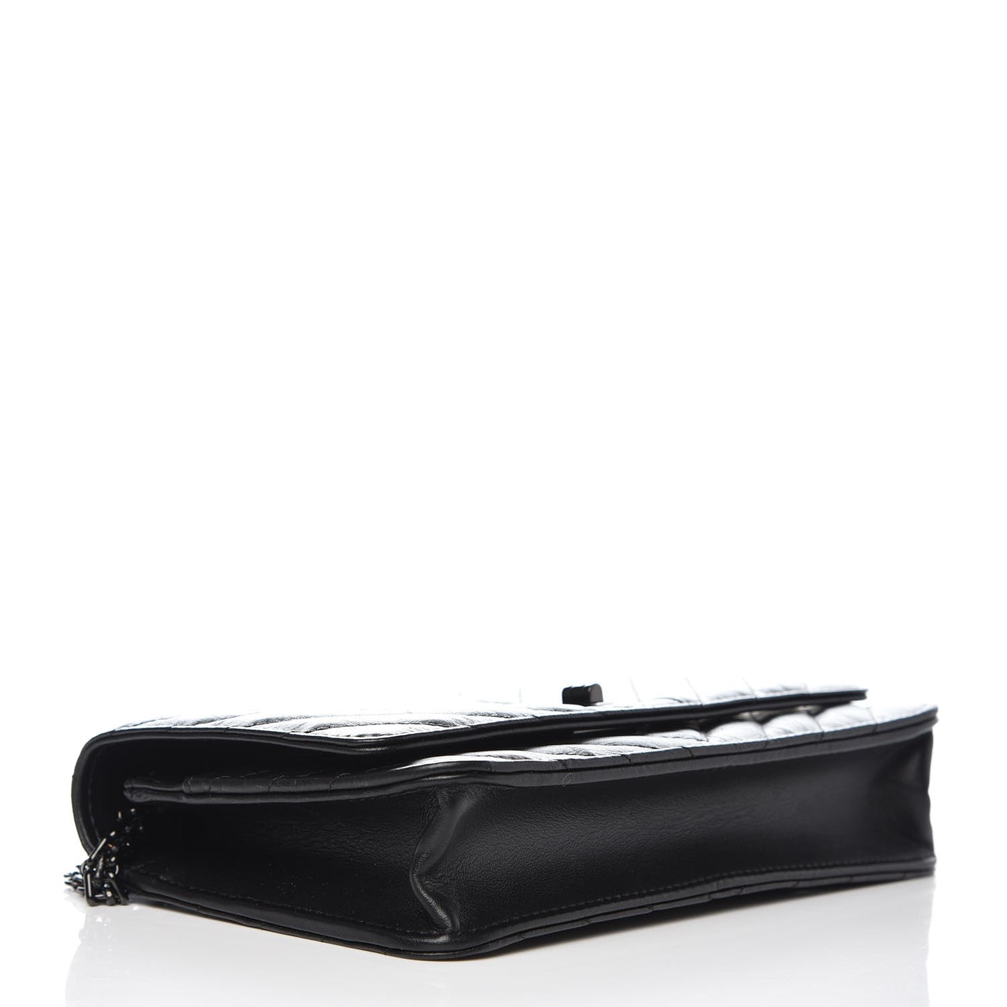 Aged Calfskin Chevron Quilted Reissue Wallet On Chain WOC So Black