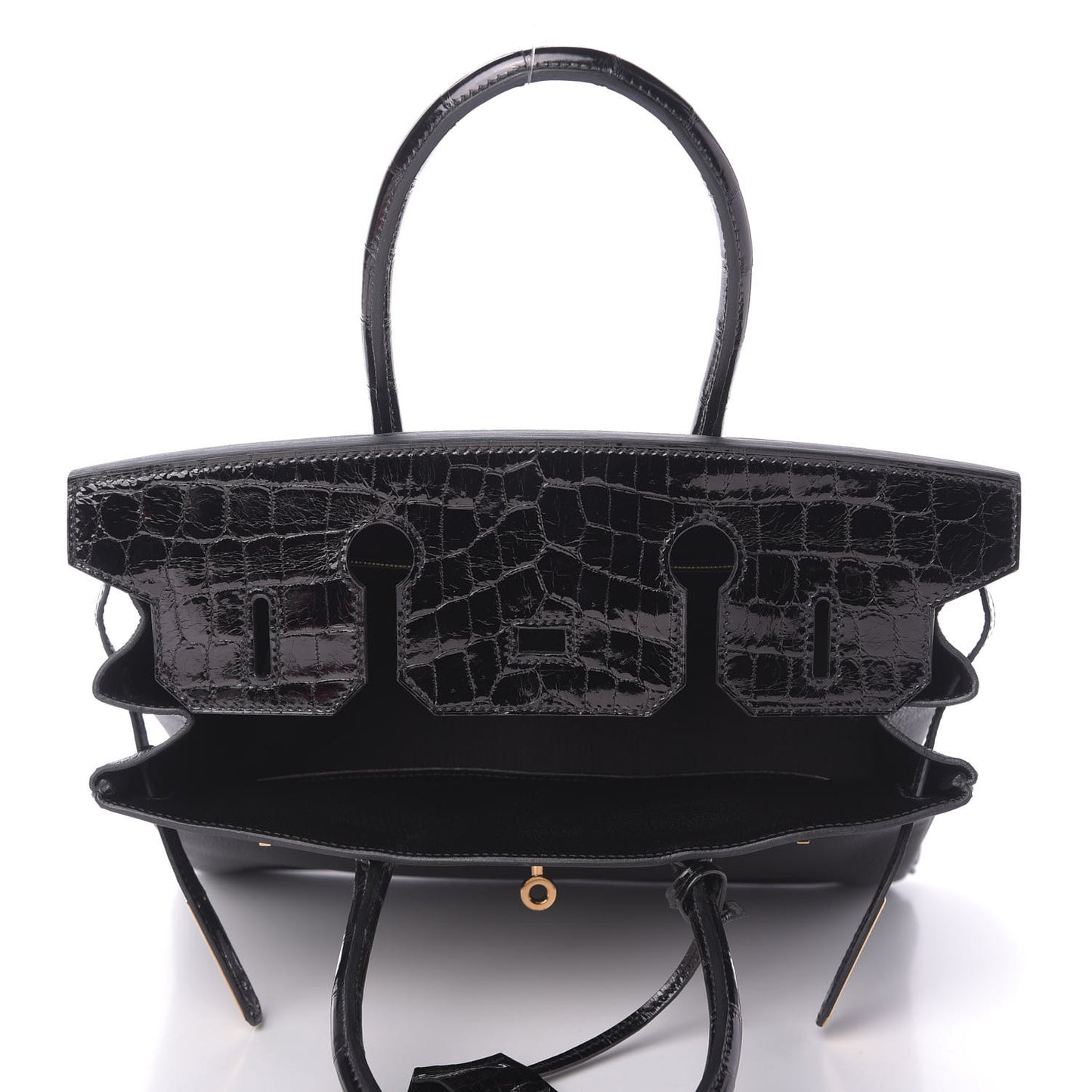 Taurillon Novillo Shiny Niloticus Crocodile Birkin Touch 30 Black