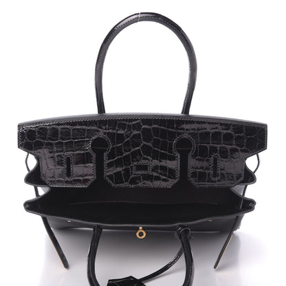 Hermes Taurillon Novillo Shiny Niloticus Crocodile Birkin Touch 30 Black 16 of 32