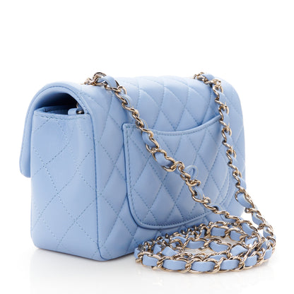 Chanel Lambskin Quilted Mini Rectangular Flap Light Blue 3 of 11