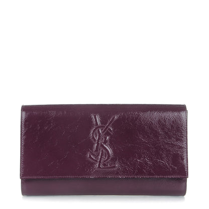Saint Laurent Textured Patent Monogram Large Belle De Jour Clutch Purple 1 of 7