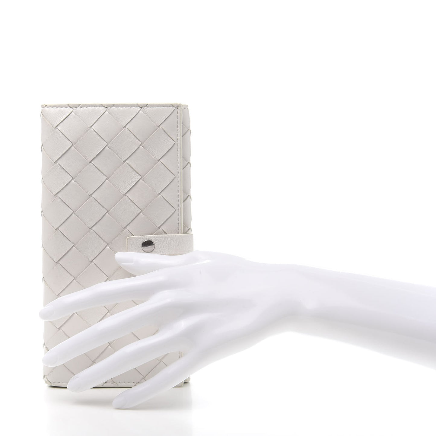Nappa Intrecciato Continental Snap Wallet White