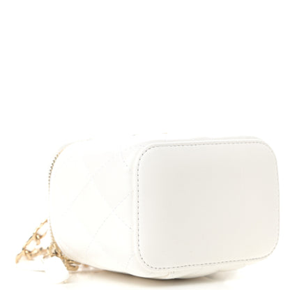 Chanel Lambskin Quilted Small Camellia Bow Vanity Case With Chain White 4 of 10