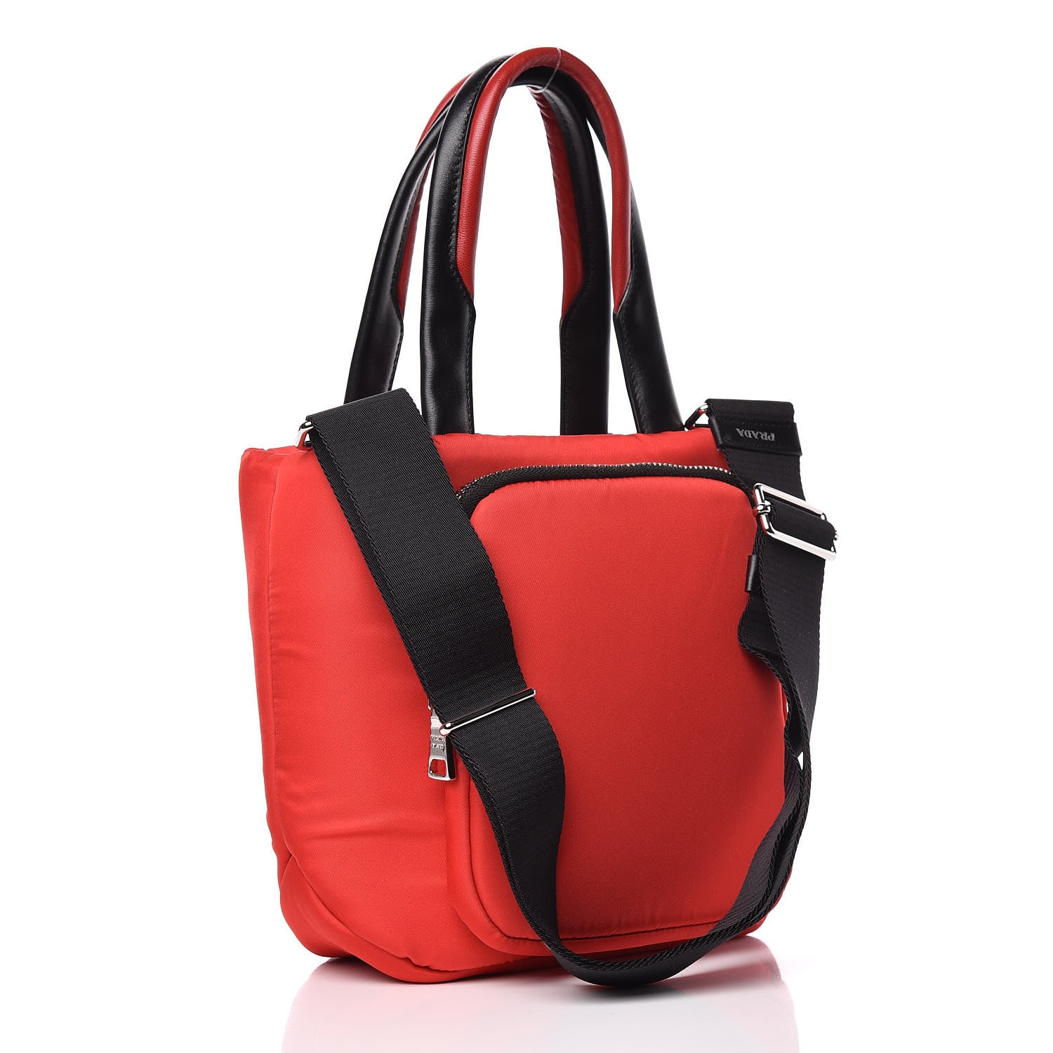 Prada Tessuto Nylon Pocket Small Cargo Tote Rosso Black 3 of 9