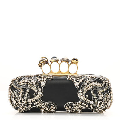 Alexander McQueen Silk Crystal Knucklebox Clutch Black 1 of 8