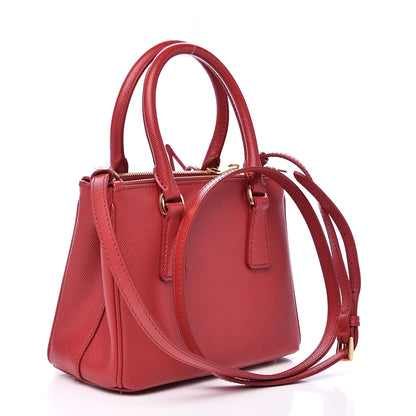 Prada Saffiano Lux Mini Galleria Double Zip Tote Fuoco 3 of 9