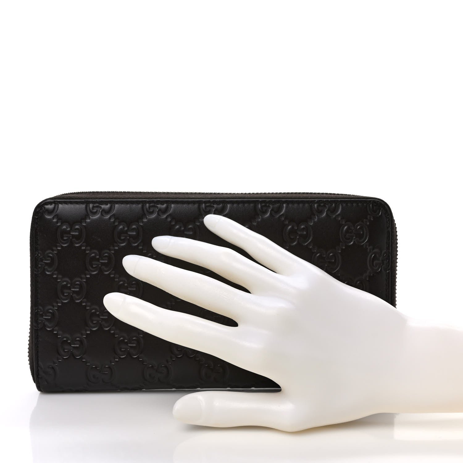 Gucci Guccissima Signature Zip Around Organizer Wallet Black 2 of 12