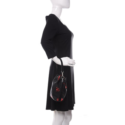 Prada Tessuto Nylon Rose Bucket Bag Black Rosso 2 of 11